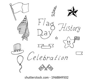 Flag day hand drawn set for greeting cards
