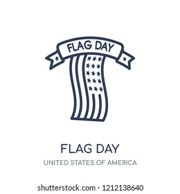 flag day icon. flag day linear symbol design from United states of america collection. Simple outline element vector illustration on white background.