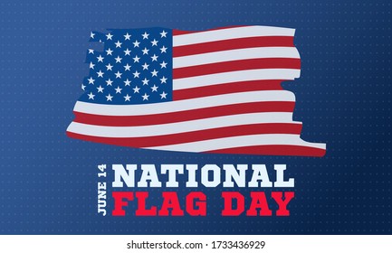 Flag Day June 14. It commemorates the adoption of the flag of the United States on June 14, 1777 by resolution of the Second Continental Congress. Poster, banner, background design. Vector eps 10 svg