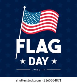 Flag Day June 14 greeting card vector illustration. Flag of the United States