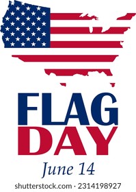 Flag Day, June 14, USA Map with american flag