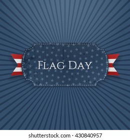 Flag Day Label with realistic Ribbon and Shadow