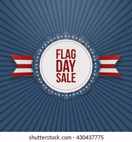 Flag Day Sale festive Emblem with Ribbon
