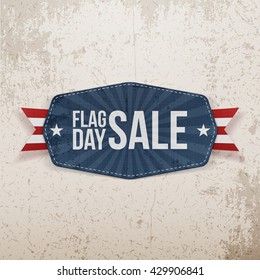 Flag Day Sale greeting Banner with Ribbon