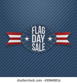Flag Day Sale realistic Label with Ribbon