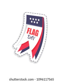 Flag day title represented on calendar, sacred date for americans, celebration of important event in July, fourth isolated on vector illustration
