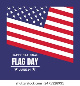 Flag Day In United States June 14 Background Vector Illustration. Happy Flag Day in the June 14 American, vector illustration, best for social media post template, greeting card,landscape orientation 