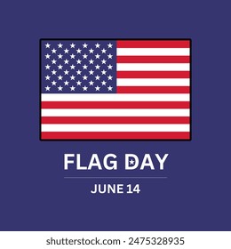 Flag Day In United States June 14 Background Vector Illustration. Happy Flag Day in the June 14 American, vector illustration, best for social media post template, greeting card,landscape orientation 