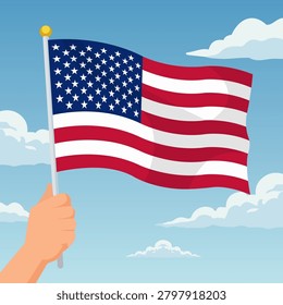 flag day usa hand sky