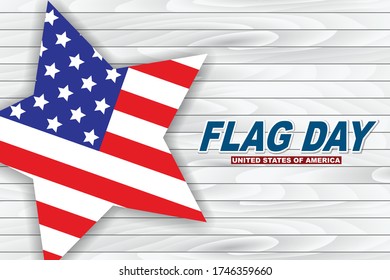 Flag Day USA. United States of America national Old Glory, The Stars and Stripes in a star banner. 14 June American holiday. Vector illustration.