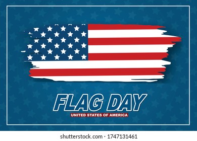 Flag Day USA. United States of America national Old Glory, The Stars and Stripes. 14 June American holiday. Vector illustration.