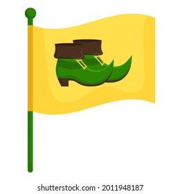 Flag decorated with elements for St. Patrick's Day. Vector illustration isolated, white background.Cartoon style