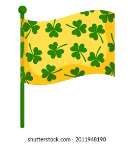 Flag decorated with elements for St. Patrick's Day. Vector illustration isolated, white background.Cartoon style