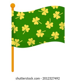 Flag decorated with elements for St. Patrick's Day. Vector illustration isolated, white background.Cartoon style