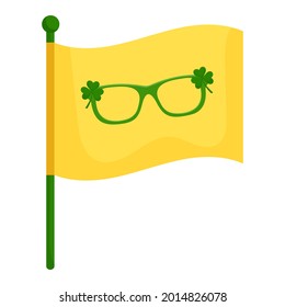 Flag decorated with elements for St. Patrick's Day. Vector illustration isolated, white background.Cartoon style