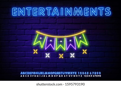 flag decoration neon icon. Elements of carnival and amusement set. Simple icon for websites, web design, mobile app, info graphics. neon entertainment concept