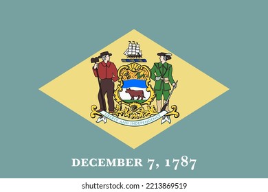 Flag of Delaware. Banner and patriotic symbol. Official colors. Flat vector illustration.