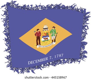 Flag of Delaware. Vector illustration of a stylized flag. Shaggy edge.