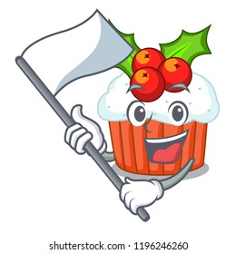 With flag delicious christmas cupcakes isolated on mascot