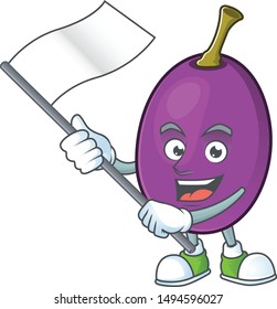 With flag delicious winne fruit in a character cartoon