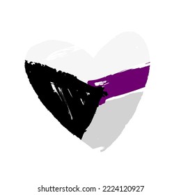 A flag of demisexual pride in the shape of a big heart. A colorful logo of one of the LGBT flags. Limited sexual attraction. Sexual identification. Vector illustration on a white background.