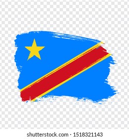 Flag Democratic Republic of the Congo from brush strokes. Flag Democratic Republic of the Congo on transparent background for your web site design, logo, app, UI.  Africa. Stock vector.  EPS10.