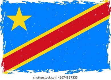 Bandera de la república democrática del congo trazo de pincel textura grunge