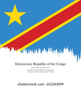 Flag of the Democratic Republic of the Congo, brush stroke background
