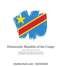 Flag of the Democratic Republic of the Congo, brush stroke background