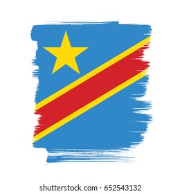 Flag of the Democratic Republic of the Congo, brush stroke background