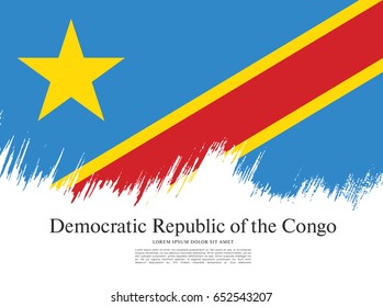 Flag of the Democratic Republic of the Congo, brush stroke background