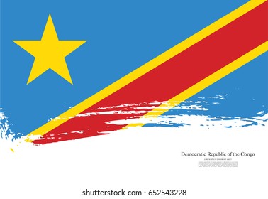 Flag of the Democratic Republic of the Congo, brush stroke background