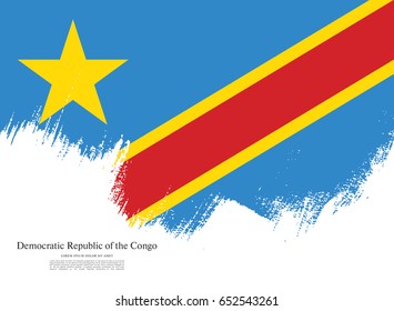 Flag of the Democratic Republic of the Congo, brush stroke background