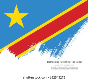 Flag of the Democratic Republic of the Congo, brush stroke background