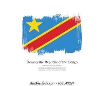 Flag of the Democratic Republic of the Congo, brush stroke background