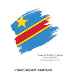 Flag of the Democratic Republic of the Congo, brush stroke background