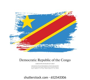Flag of the Democratic Republic of the Congo, brush stroke background