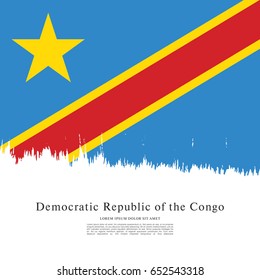 Flag of the Democratic Republic of the Congo, brush stroke background