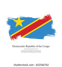 Flag of the Democratic Republic of the Congo, brush stroke background