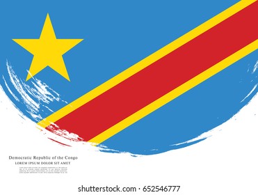 Flag of the Democratic Republic of the Congo, brush stroke background