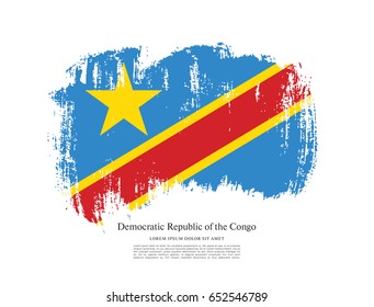 Flag of the Democratic Republic of the Congo, brush stroke background