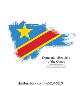 Flag of the Democratic Republic of the Congo, brush stroke background
