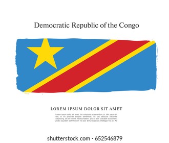 Flag of the Democratic Republic of the Congo, brush stroke background