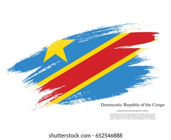 Flag of the Democratic Republic of the Congo, brush stroke background