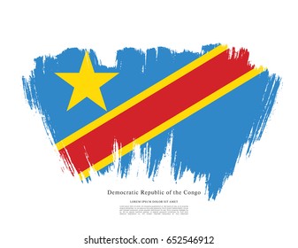 Flag of the Democratic Republic of the Congo, brush stroke background