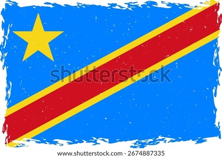 Flag of democratic republic of the congo brush stroke grunge texture