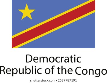 The flag of the Democratic Republic of the Congo features a blue field with a red diagonal band edged in yellow, and a yellow five-pointed star in the upper hoist corner.