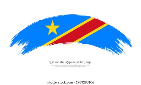 Flag of Democratic Republic of the Congo in grunge style stain brush with waving effect on isolated white background