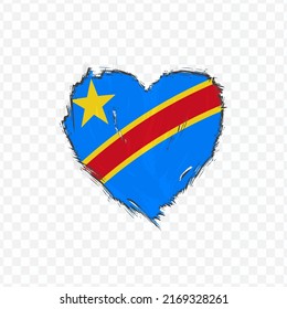 Flag Of Democratic Republic of the Congo in love texture brush  with transparent background, vector illustration in eps file