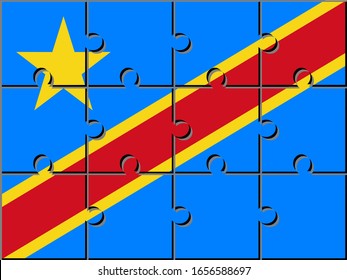Bandera de la república democrática del congo hecha con piezas de rompecabezas
